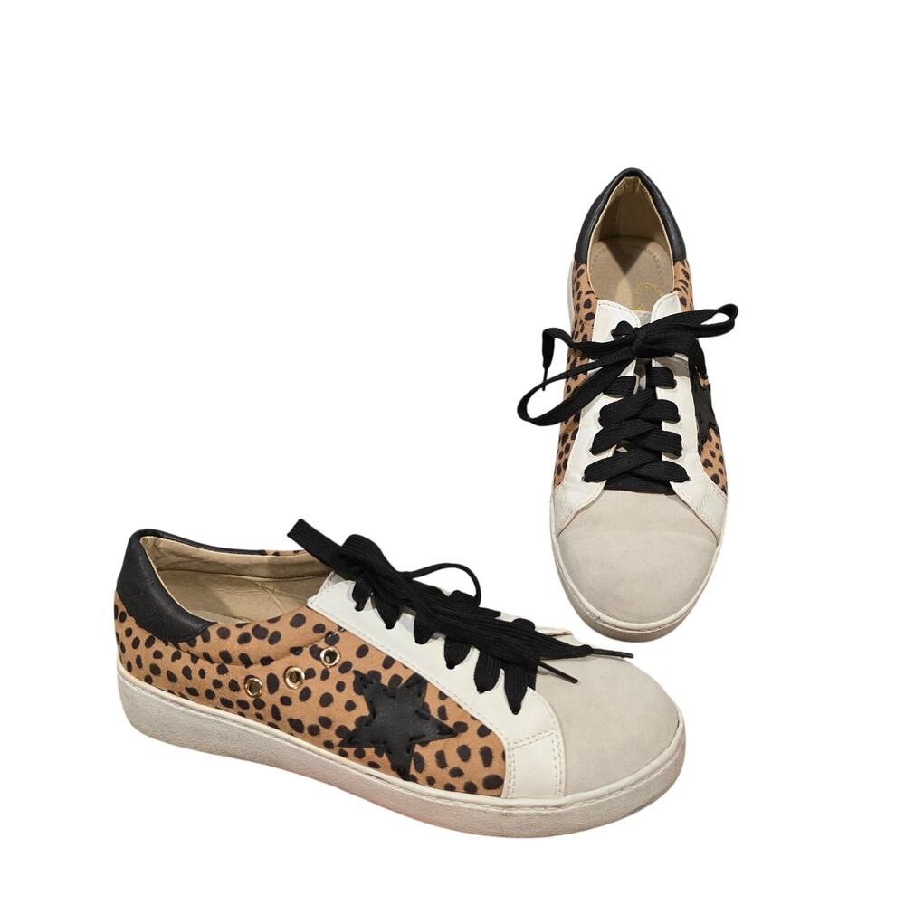 Women's Ccocci Tan Black Polka Dot "Marcie" Casual Sneakers | Size 7.5